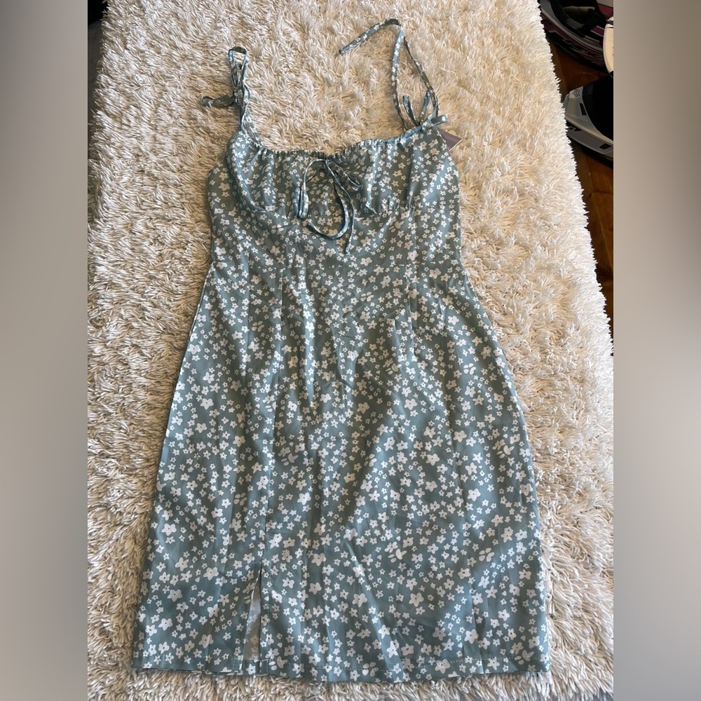 ROMWE mini dress, mint, flower